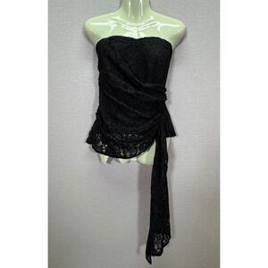 Mare Mare x Anthropologie Black Lace Strapless Asymmetrical Sash Top Size L NWT